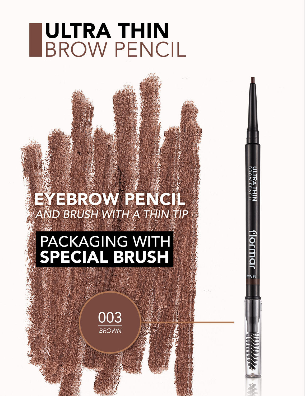 Карандаш для бровей Flormar Ultra Thin Brow Pencil Brown тон 003, 0.14 г (8000019546639) - фото 4