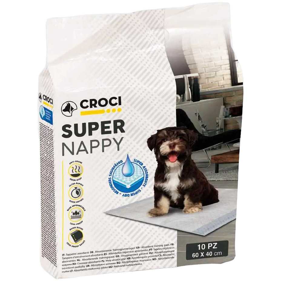 Пелюшки для собак Croci Super Nappy одноразові 60х40 см 10 шт. - фото 1