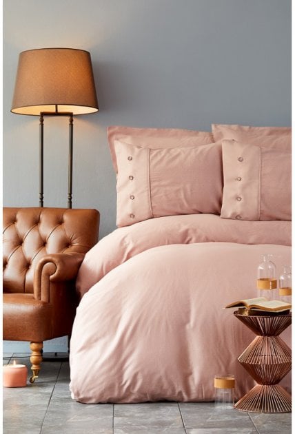 Постельное белье Karaca Home Infinity pudra, сатин, евро, розовый (svt-2000022225601) - фото 1