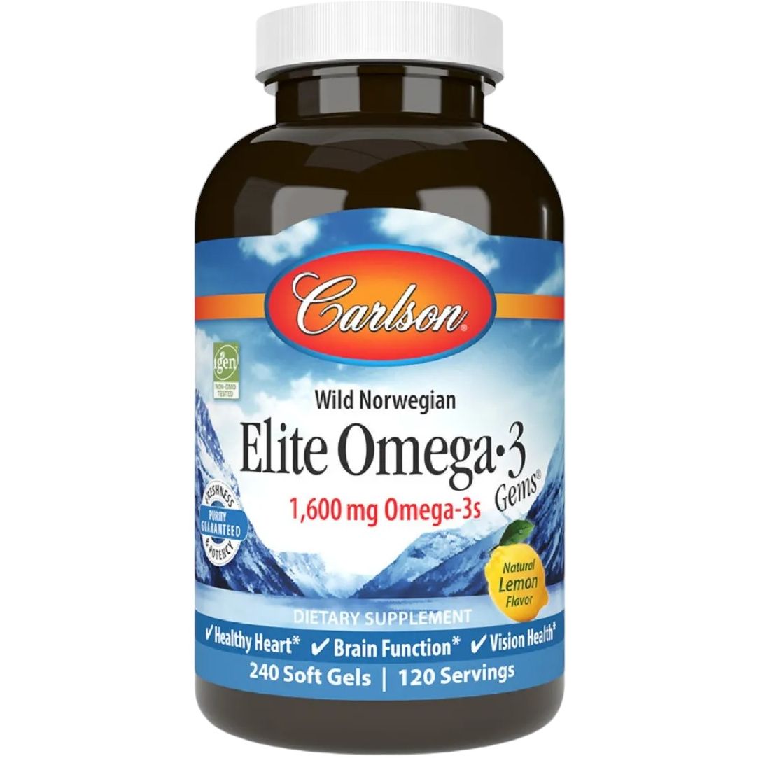 Омега-3 Carlson Elite Omega-3 Gems вкус лимона 240 желатиновых капсул - фото 1