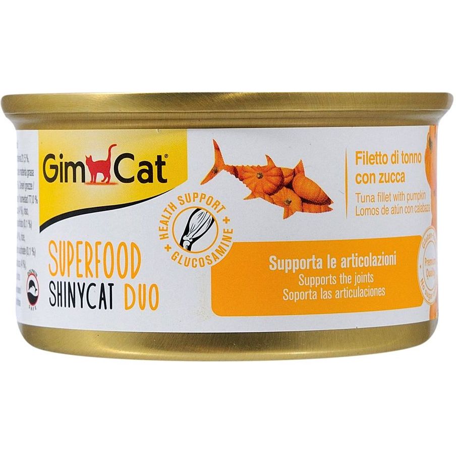 Вологий корм для котів GimCat Superfood Shiny Cat Duo, з тунцем та гарбузом, 70 г - фото 1