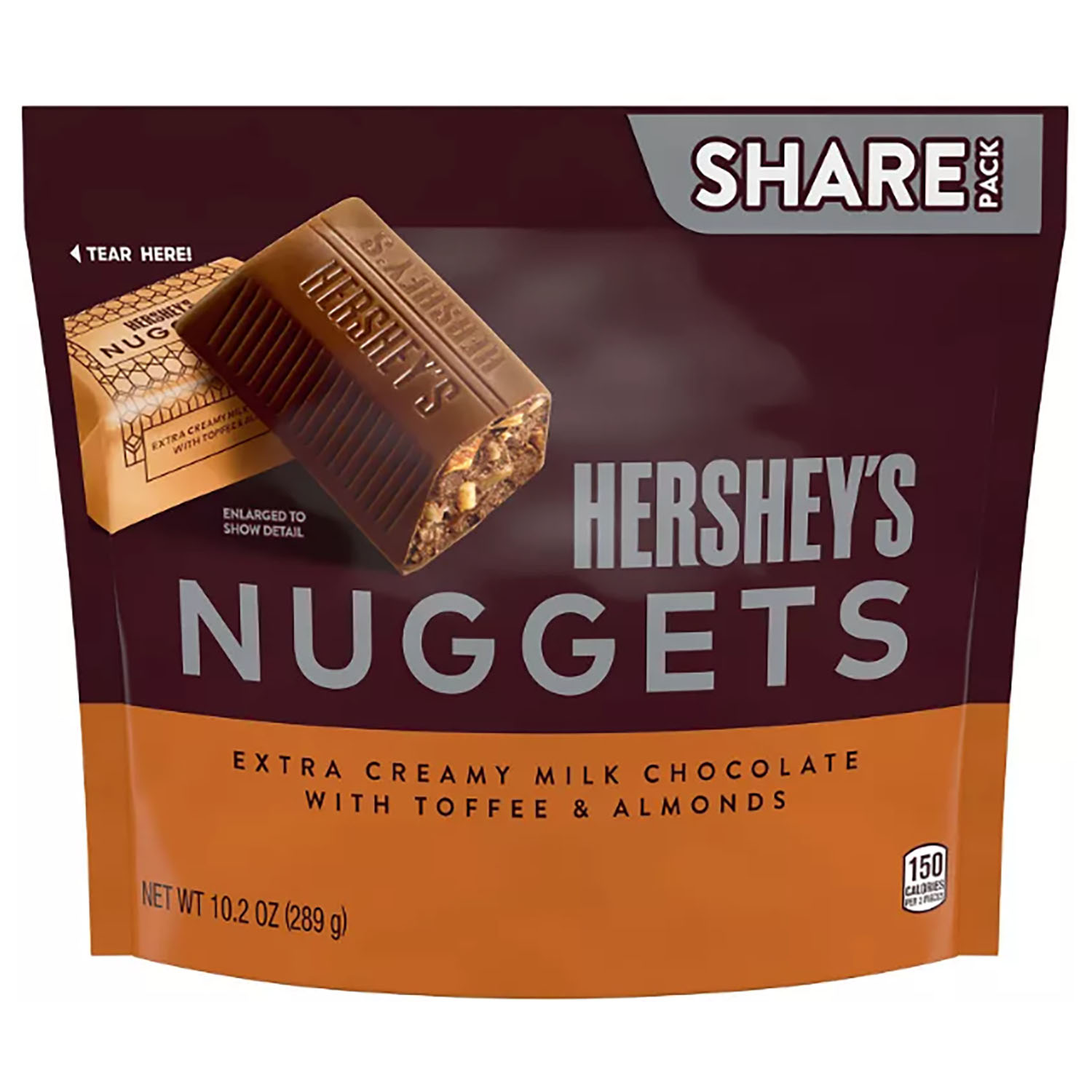 Цукерки шоколадні Hershey's Nuggets Extra Creamy Milk Chocolate, Toffee and Almonds 289 г - фото 1