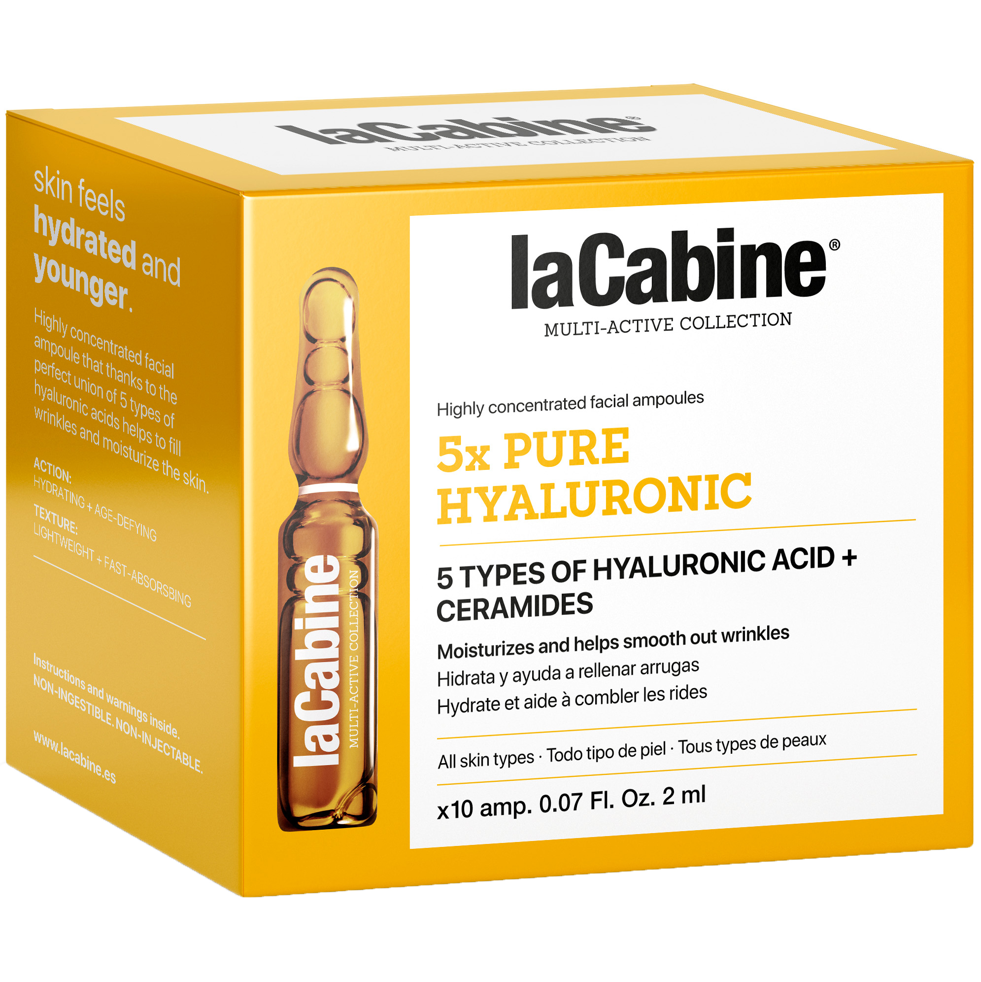 Высококонцентрированные увлажняющие ампулы LaCabine 5xPure Hyaluronic против морщин кожи лица 10х2 мл - фото 1