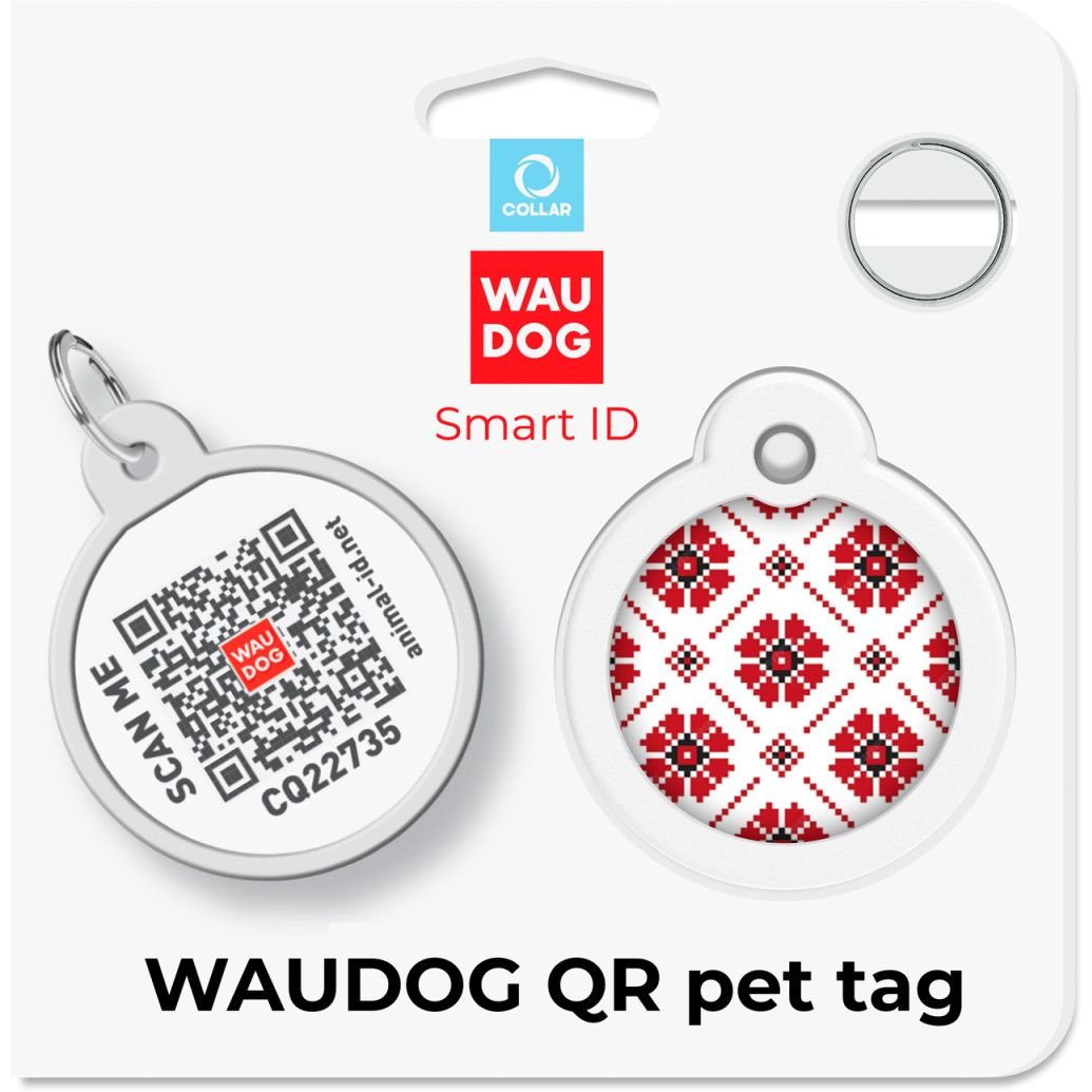 Адресник для собак и кошек Waudog Smart ID с QR паспортом Вышиванка 25 мм - фото 5