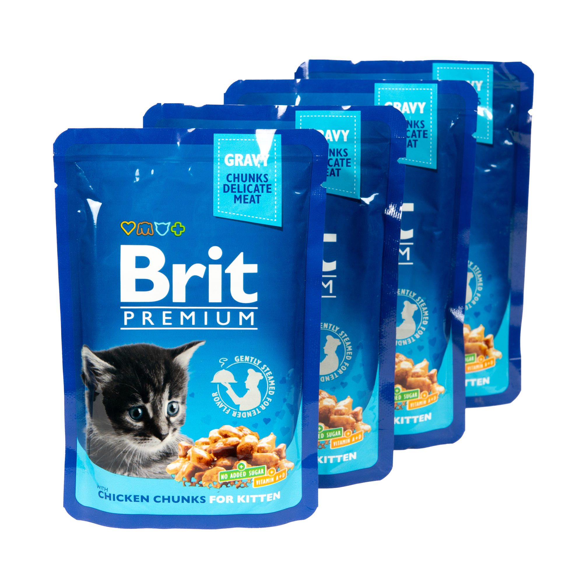 Набор влажного корма для котят Brit Premium Cat с курицей 3+1 х 100 г - фото 3