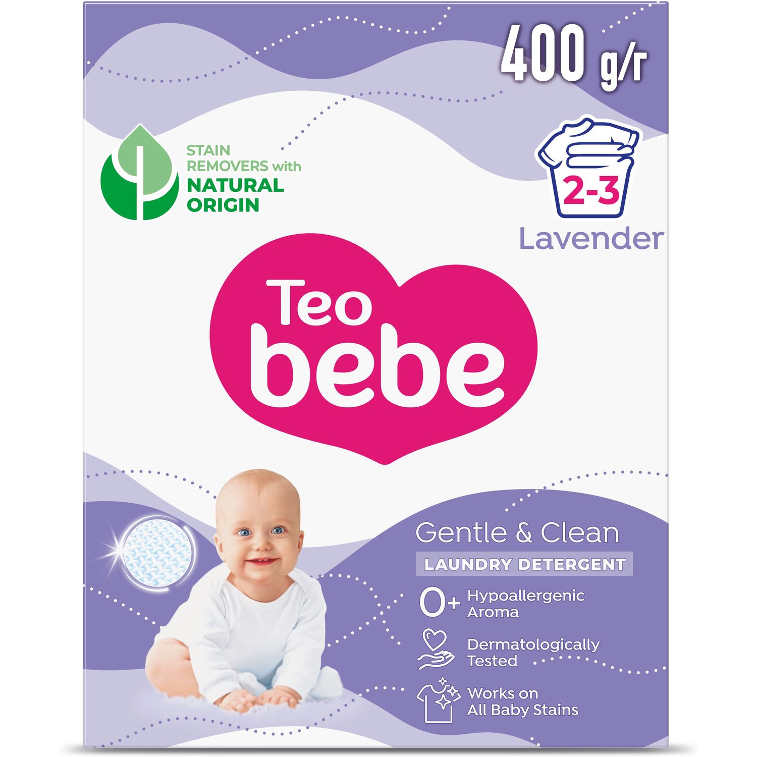 Детский стиральный порошок Teo Bebe Just Essentials Cotton Soft Purple, 400 г - фото 1
