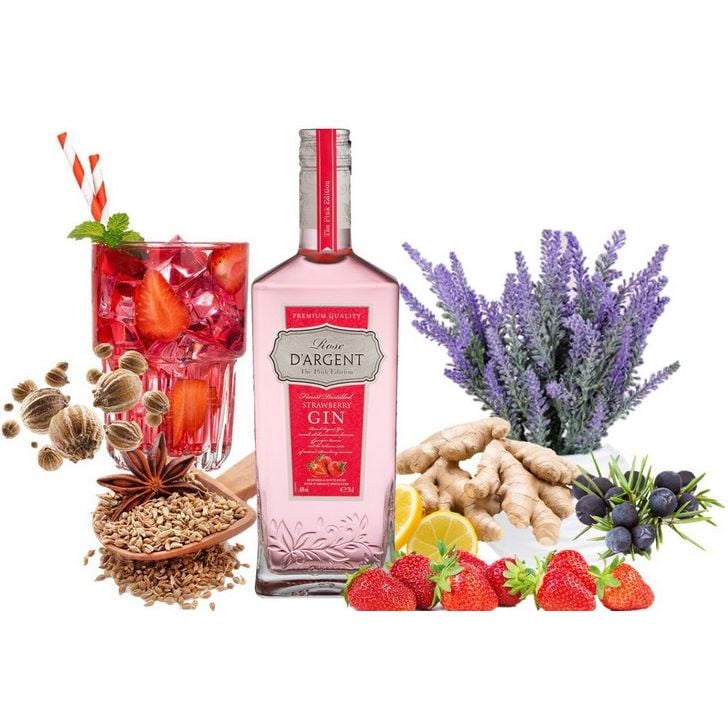 Джин Calvet Bleu D'Argent Strawberry Gin 40% 0.7 л - фото 3