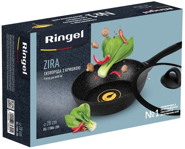 Сковорода Ringel Zira глубокая, с крышкой, 28 см, черная (RG-11006-28h) - фото 4