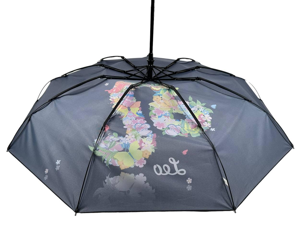 Женский складной зонтик полный автомат Rain 98 см черный - фото 8