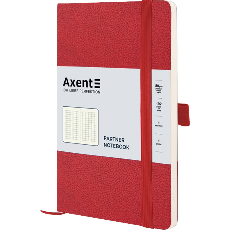 Книга записна Axent Partner Soft Skin A5- в клітинку 96 аркушів червона (8616-06-A) - фото 1