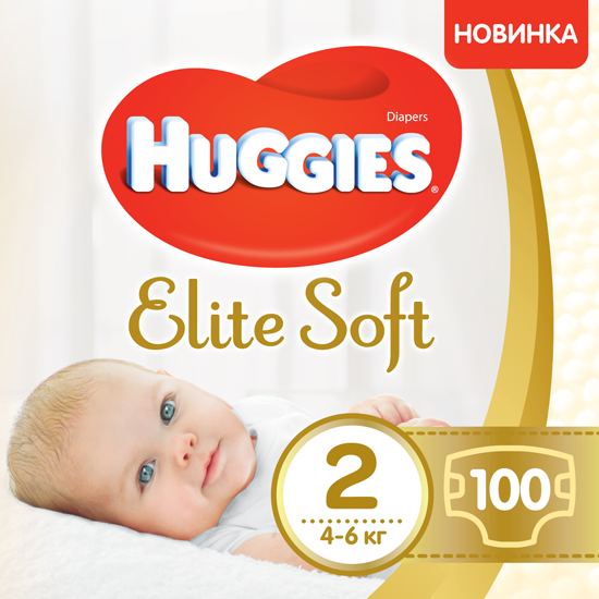 Підгузки Huggies Elite Soft 2 (4-6 кг), 100 шт. - фото 1