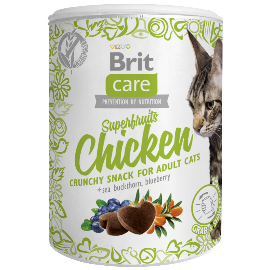 Лакомство для котов Brit Care Cat Snack Superfruits Chicken с курицей, облепихой и черникой 100 г - фото 1