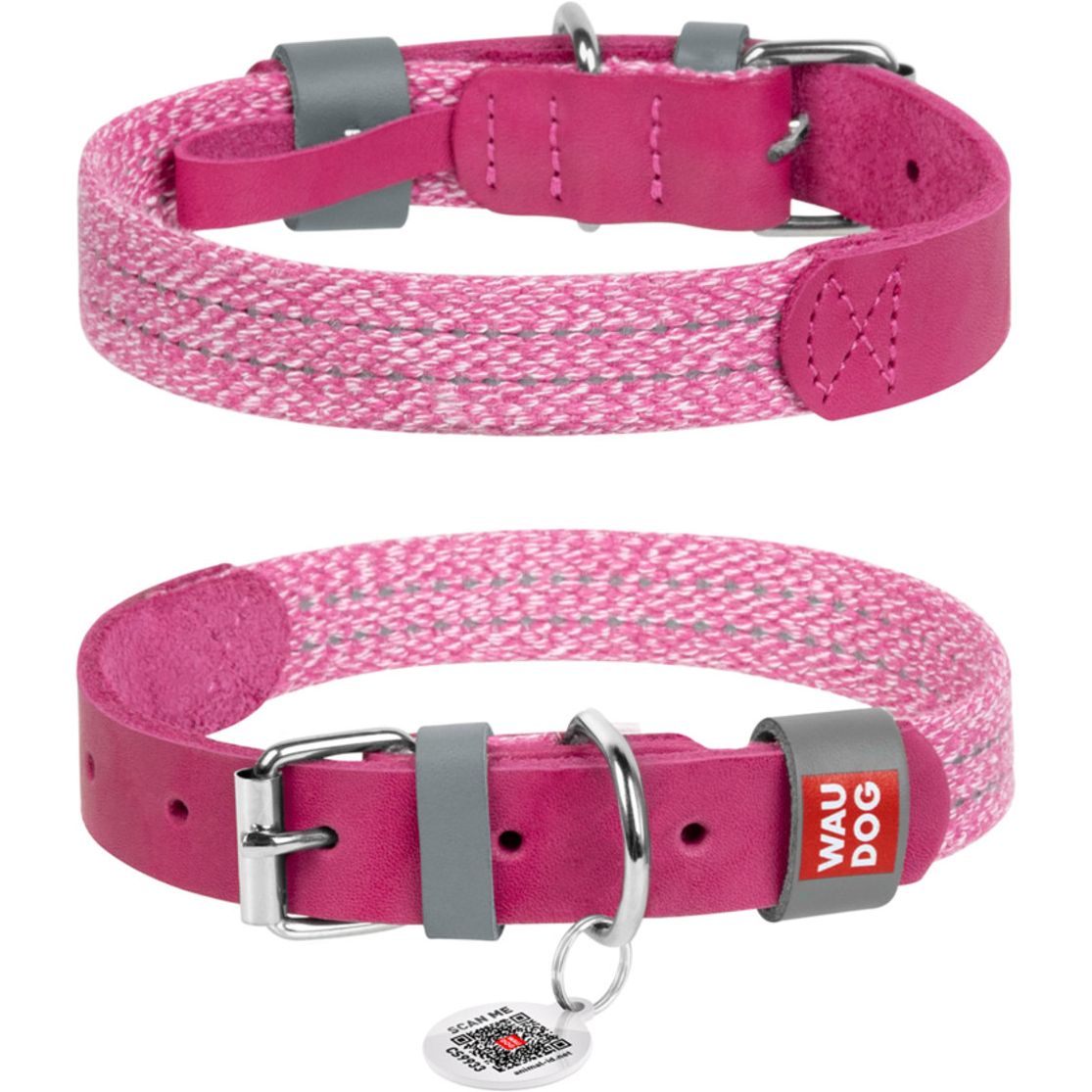 Нашийник для собак Waudog Classic, S, 27-36х1,5 см, рожевий - фото 1