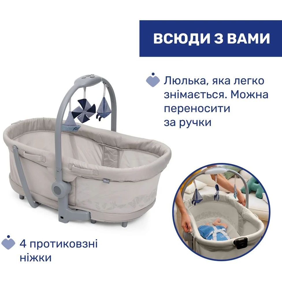 Кроватка - стульчик для кормления Chicco Baby Hug Pro 5 в 1 серая (87076.40) - фото 10