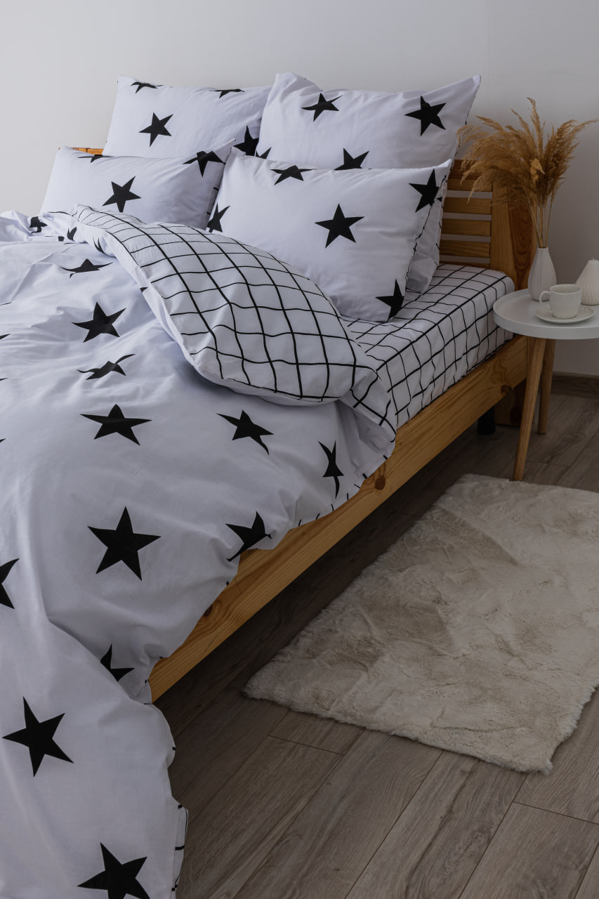 Комплект постельного белья ТЕП Soft dreams Morning Stars семейный черный с белым (2-03860_25303) - фото 4