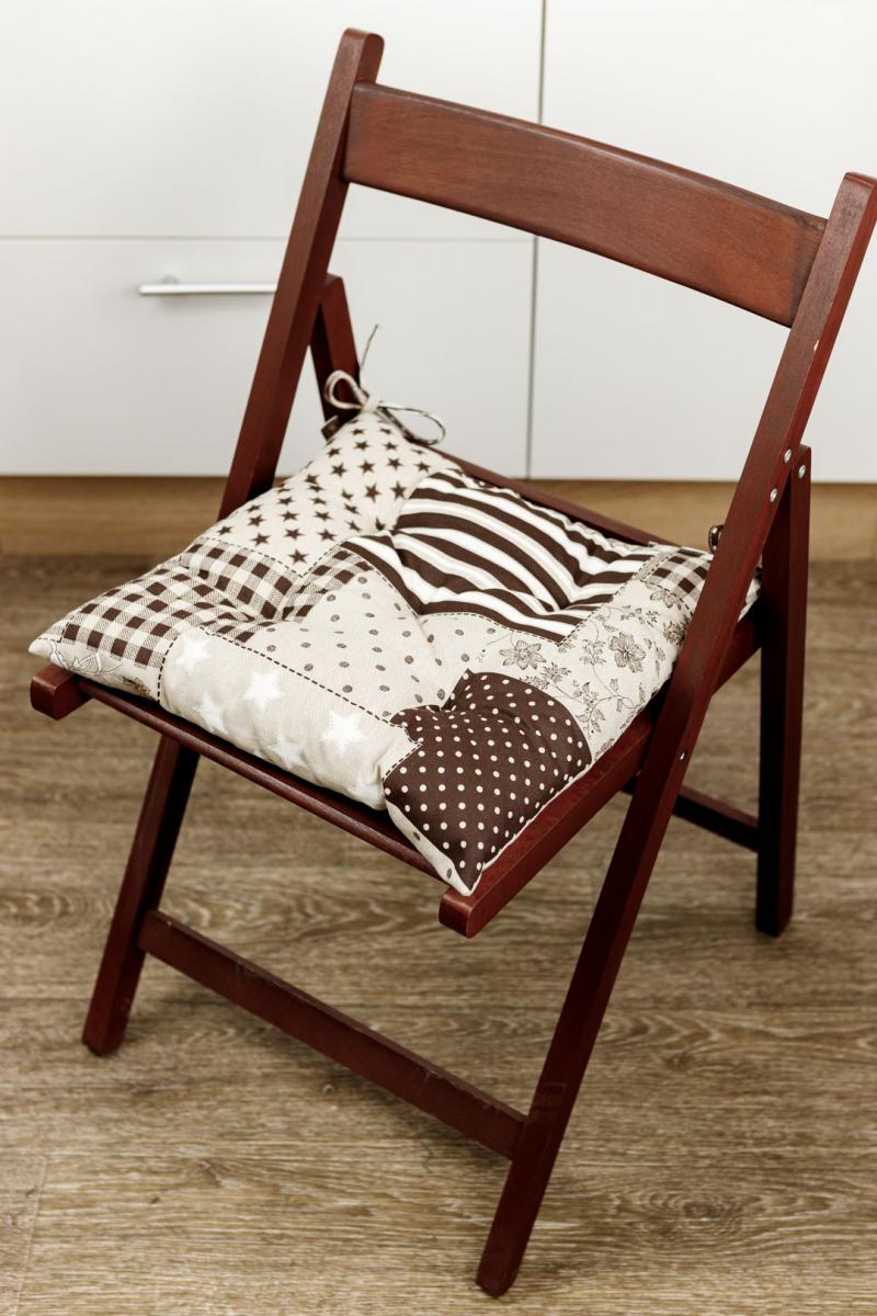 Подушка на стілець Прованс Господиня Печворк 40х40 см коричнева (31610) - фото 2