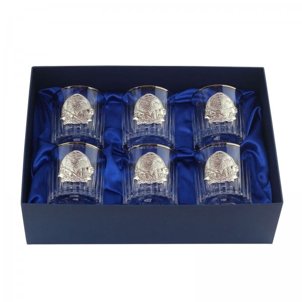 Набор хрустальных стаканов с платиной для виски Boss Crystal Генеральские, 6 предметов (BCR6EPL) - фото 1