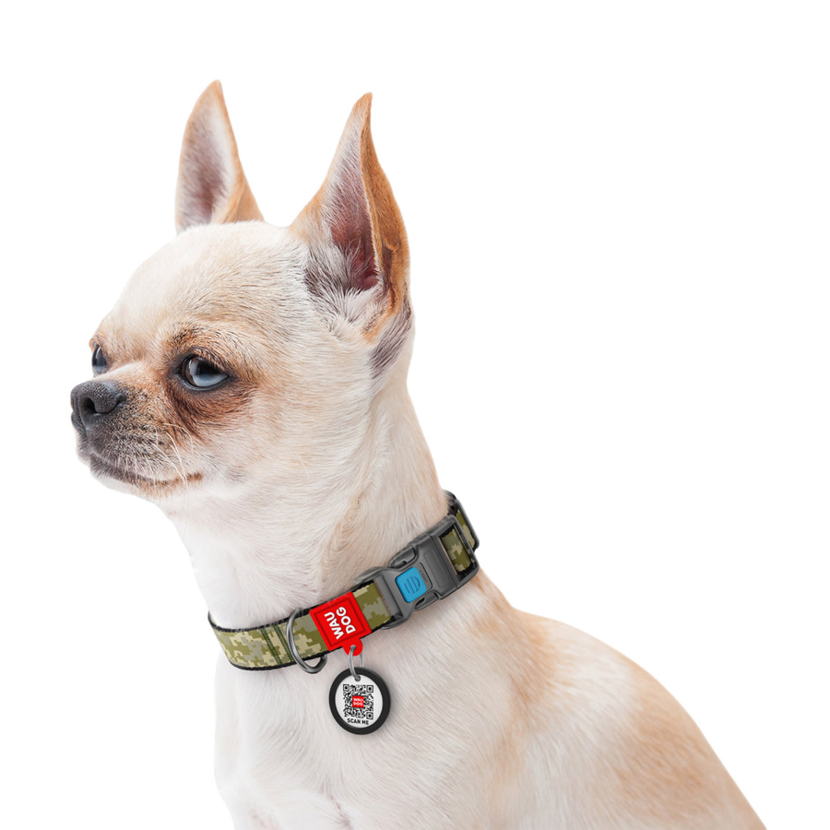 Ошейник для собак Waudog Nylon с QR-паспортом, Милитари, пластиковый фастекс, XL, 37-58х2,5 см - фото 4