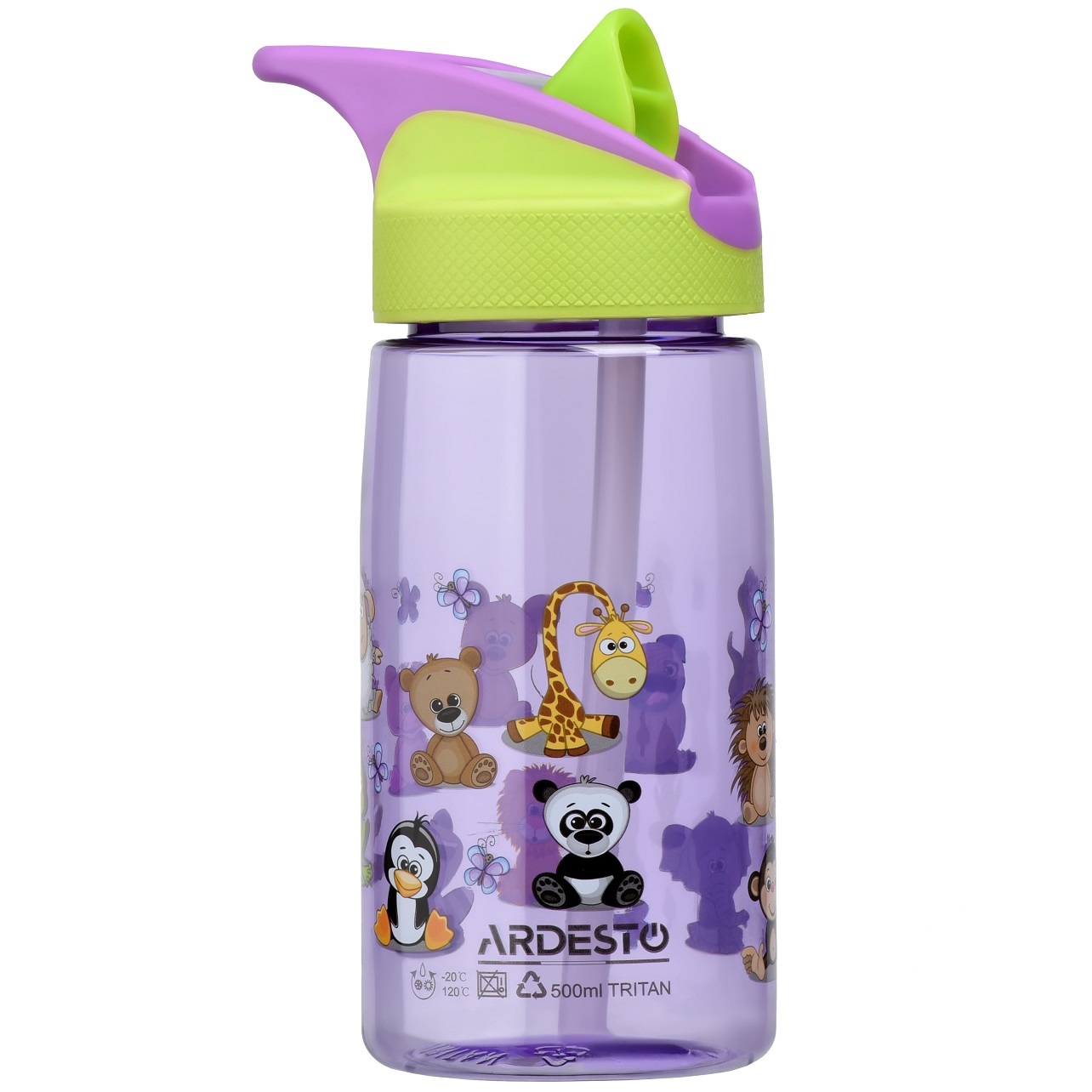 Пляшка для води Ardesto Funny Animals, 0,5 л, фіолетовий (AR2201TA) - фото 1