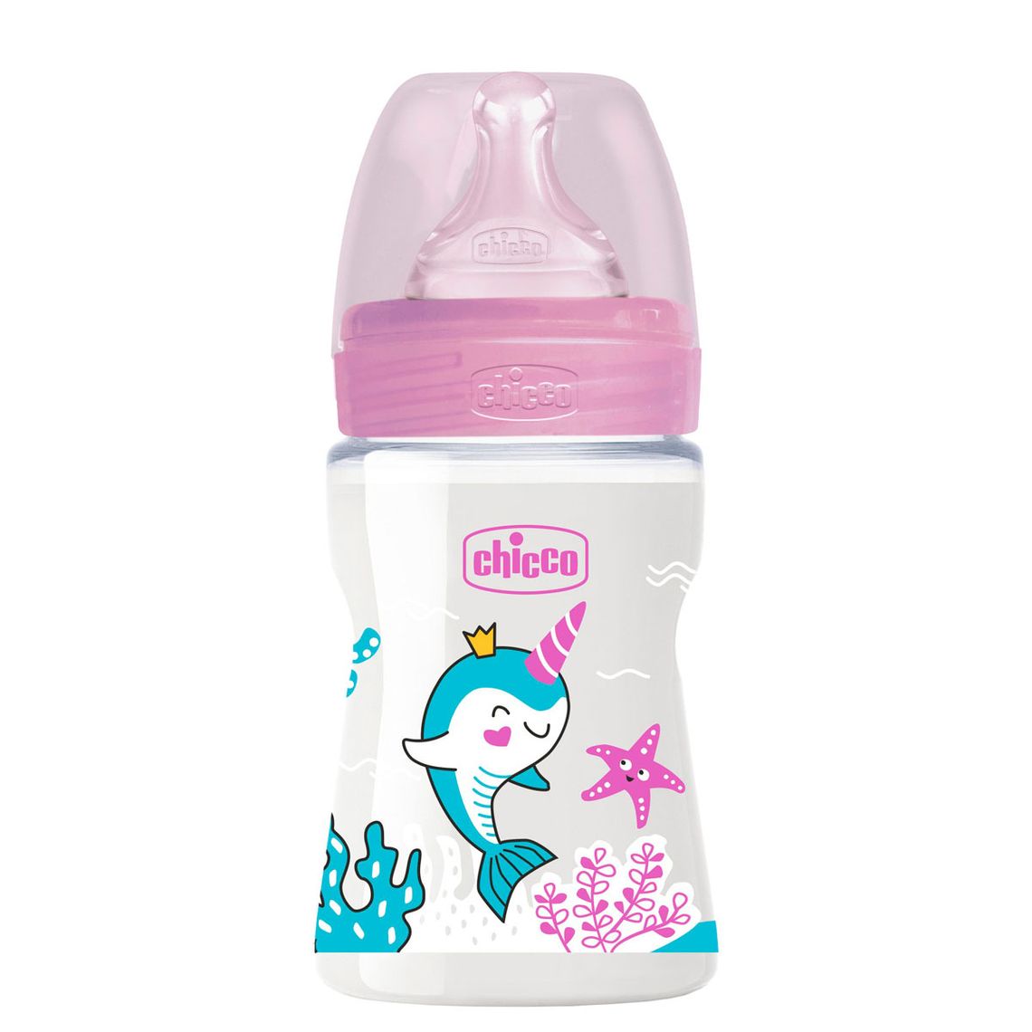 Бутылочка для кормления Chicco Well-Being Physio Colors с силиконовой соской, 150 мл, розовый (28611.10) - фото 1