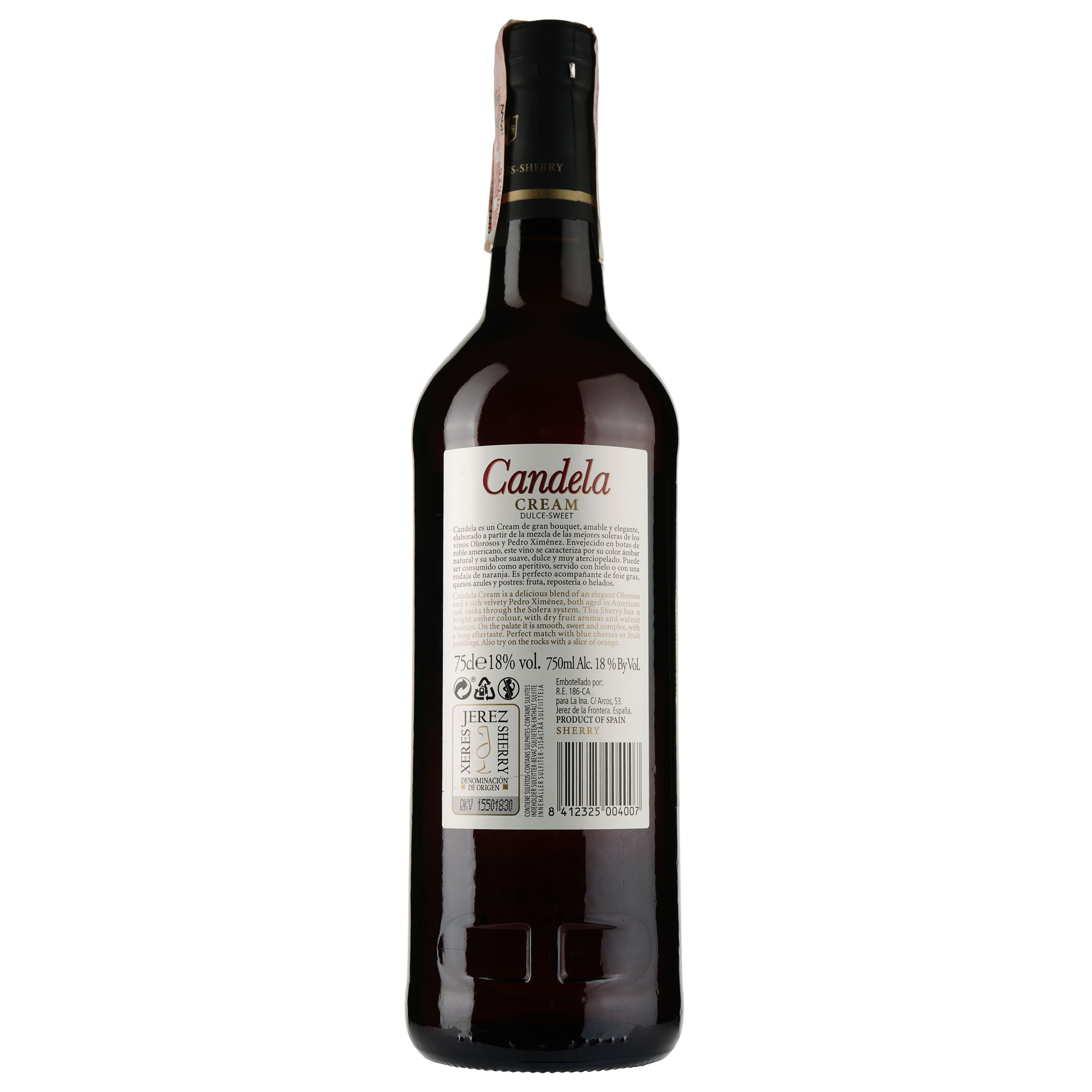 Вино La Ina херес Cream Sherry Candela, белое, сладкое, 18%, 0,75 л - фото 2