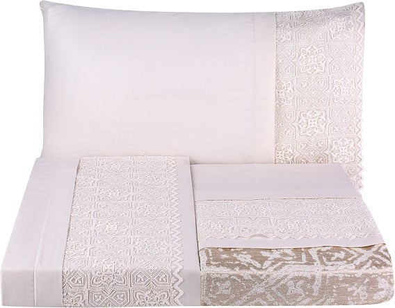 Набор постельное белье с покрывалом пике Karaca Home Maya gold 2020-1, евро, золотой, 7 предметов (svt-2000022238779) - фото 1