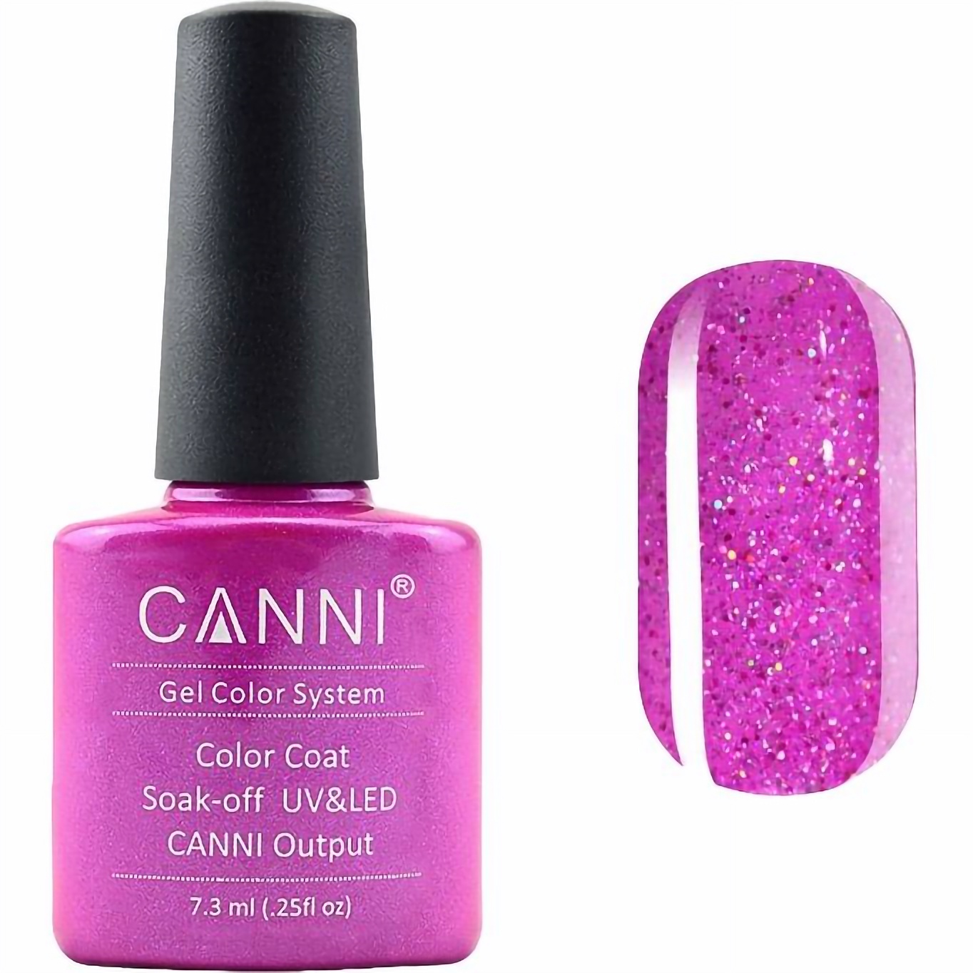 Гель-лак Canni Color Coat Soak-off UV&LED 192 яркий фуксия с голографическим микроблеском 7.3 мл - фото 1