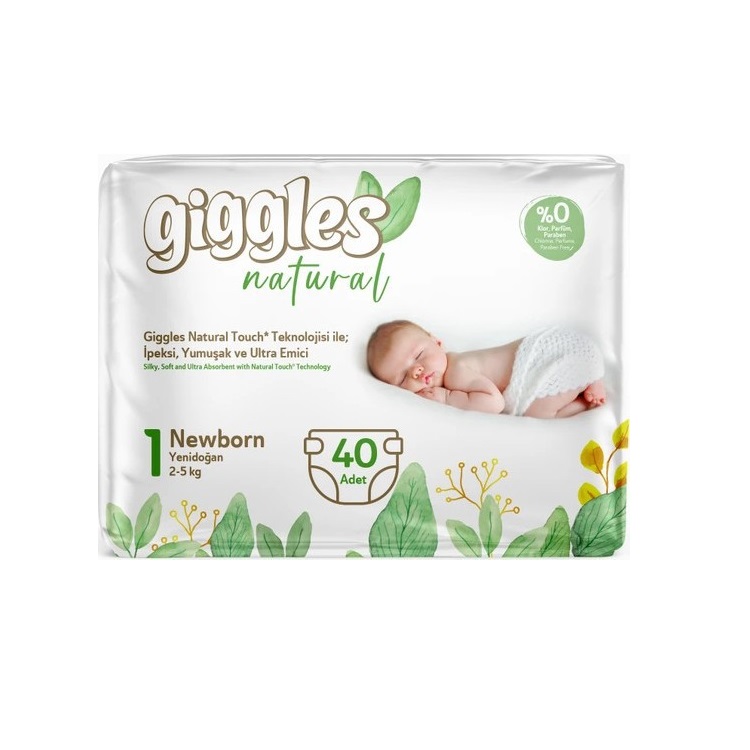 Подгузники детские Giggles Natural Newborn 1 (2-5 кг), 40 шт. - фото 1