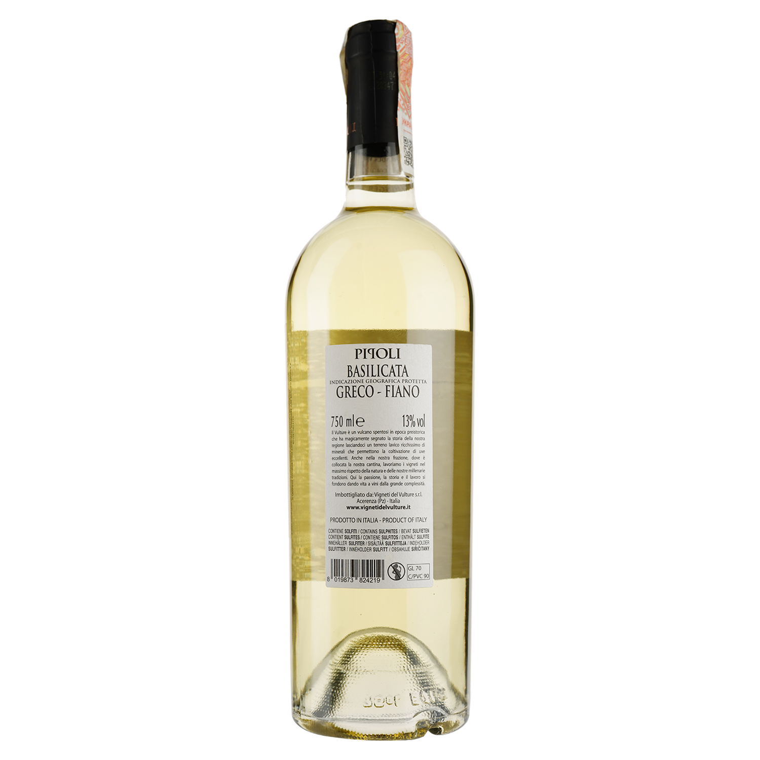 Вино Vigneti Del Vulture Pipoli Greco Fiano Basilicata, белое, сухое, 12%, 0,75 л - фото 2