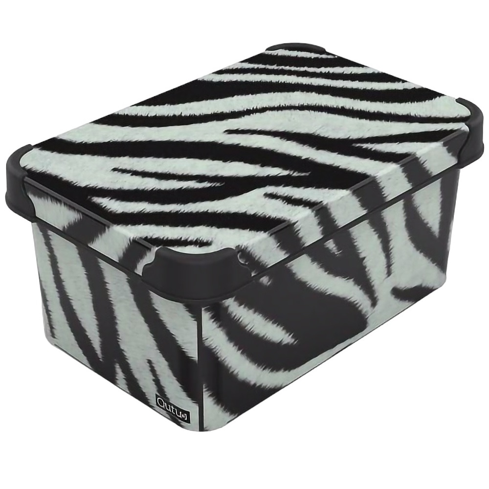 Коробка Qutu Style Box Zebra, з кришкою, 5 л, 13.5х19х28.5 см, чорно-біла (STYLE BOX з/кр. ZEBRA 5л.) - фото 1