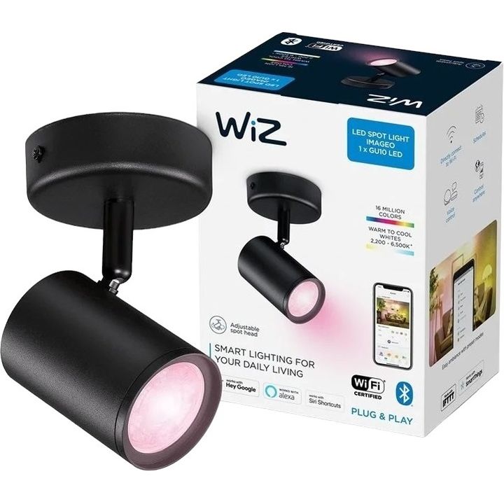 Світильник точковий WiZ Imageo Spots Wi-Fi накладний розумний 5W 2200-6500K RGB чорний (929002659001) - фото 3