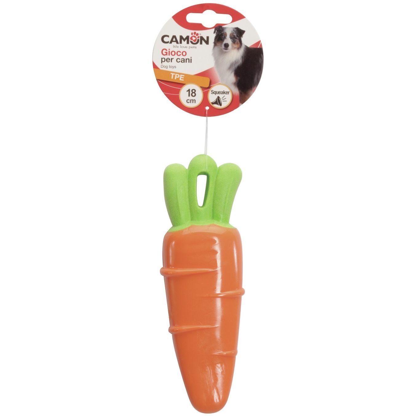 Игрушка для собак Camon морква с пищалкой, 18 см - фото 1