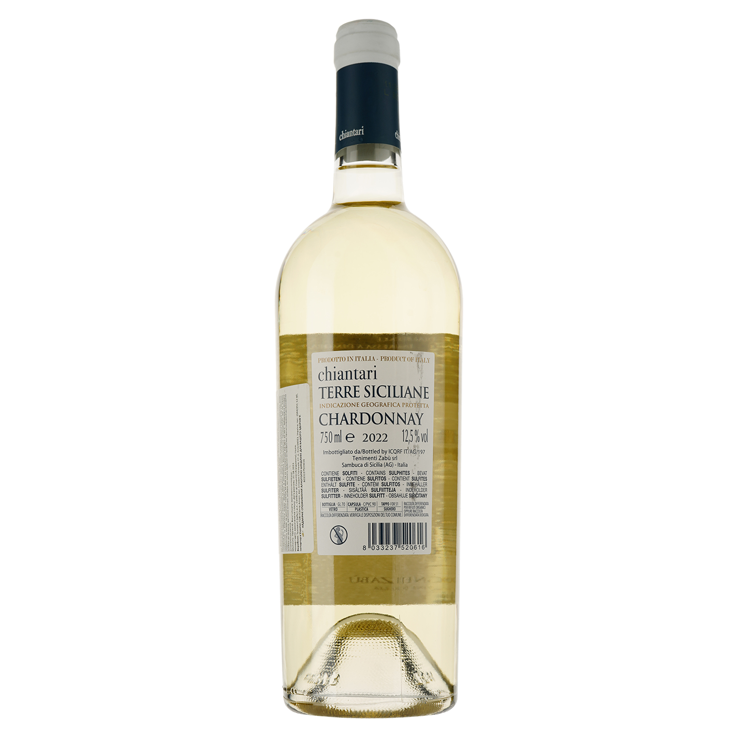 Вино Vigneti Zabu Chiantari Chardonnay Terre Siciliane, белое, сухое, 13,5%, 0,75 л - фото 2