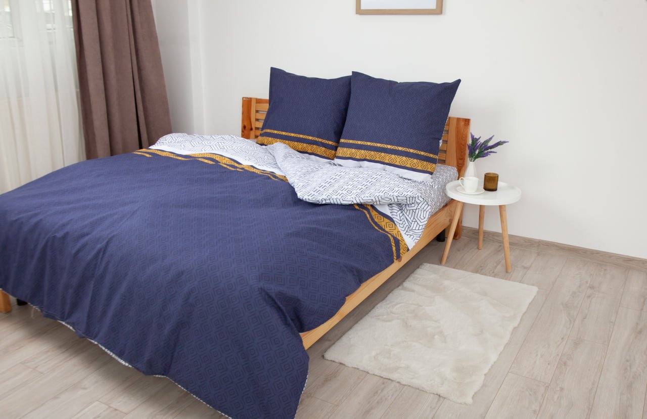 Комплект постельного белья ТЕП Happy Sleep Statly евро синий с белым (2-03796_26417) - фото 2