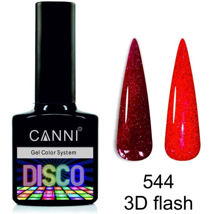 Светоотражающий гель-лак Canni Disco 3D flash №544 сияющий красный 7.3 мл - фото 2
