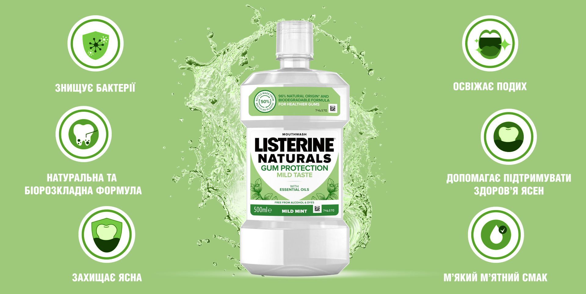 Ополіскувач для ротової порожнини Listerine Naturals з ефірними оліями 500 мл - фото 3
