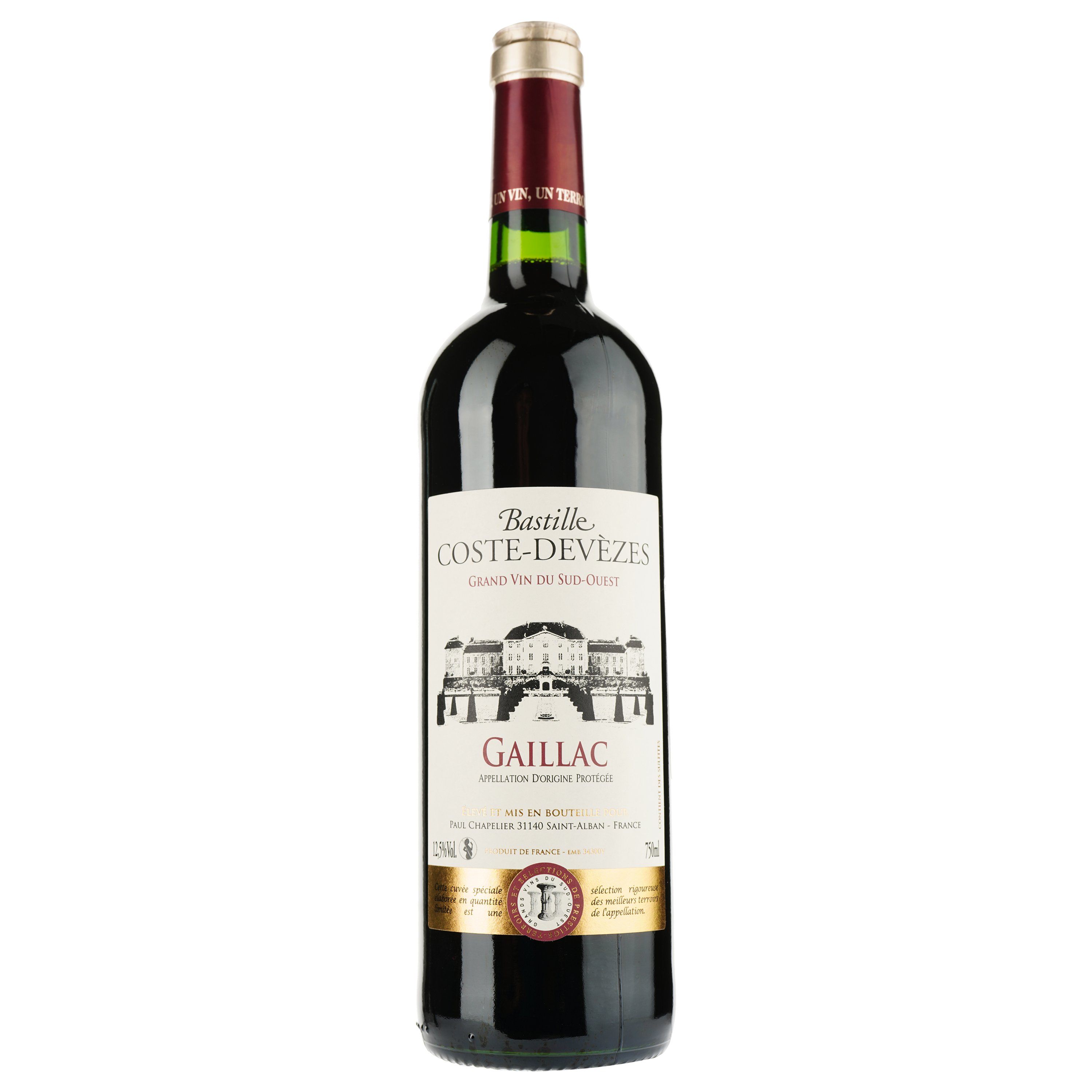 Вино Bastille Coste-Deveze Rouge AOP Gaillac, червоне, сухе, 0,75 л - фото 1
