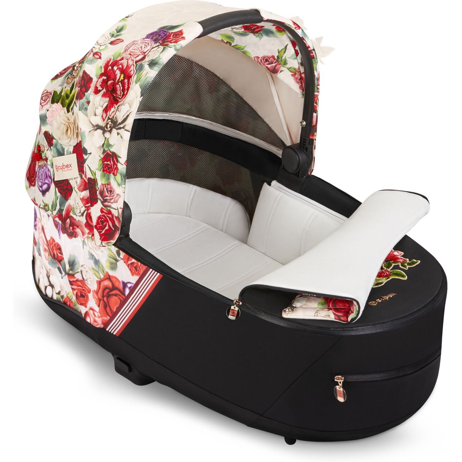 Люлька Cybex Mios Lux Spring Blossom Light + Комплект текстиля Cybex Mios Spring blossom light + Шасси для коляски Cybex Mios LS RBA Chrome Brown - фото 3