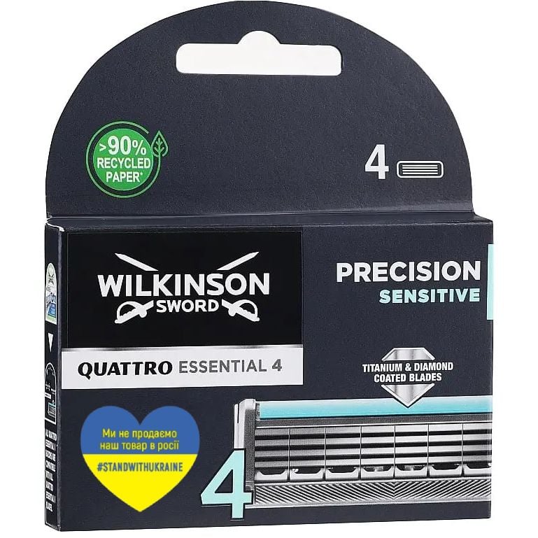 Фото - Станок / лезвие Wilkinson Sword Змінні картриджи  Quattro Titanium Sensitive, 4 шт. 