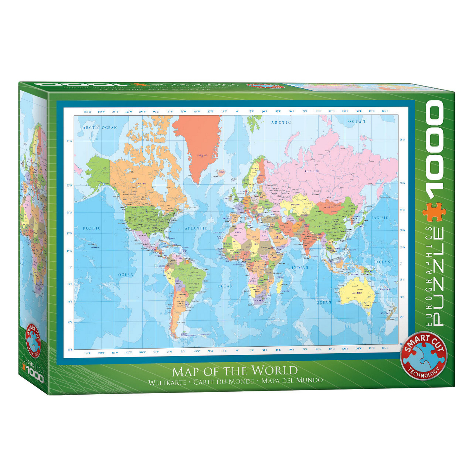 Пазл Eurographics Карта мира, 1000 элементов (6000-1271) - фото 1