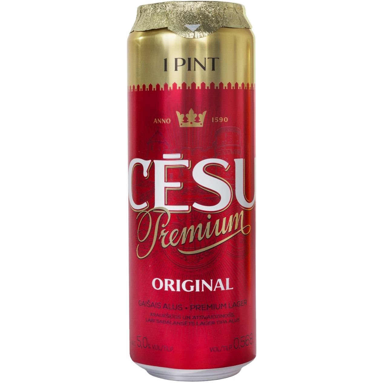 Пиво Cesu Premium Original, світле, фільтроване, 5%, з/б, 0,568 л - фото 1