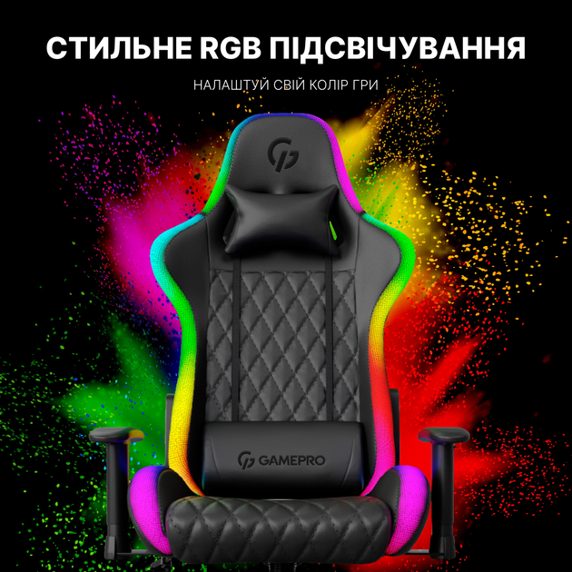 Крісло геймерське GamePro Hero RGB Black (GC-700-Black) - фото 13