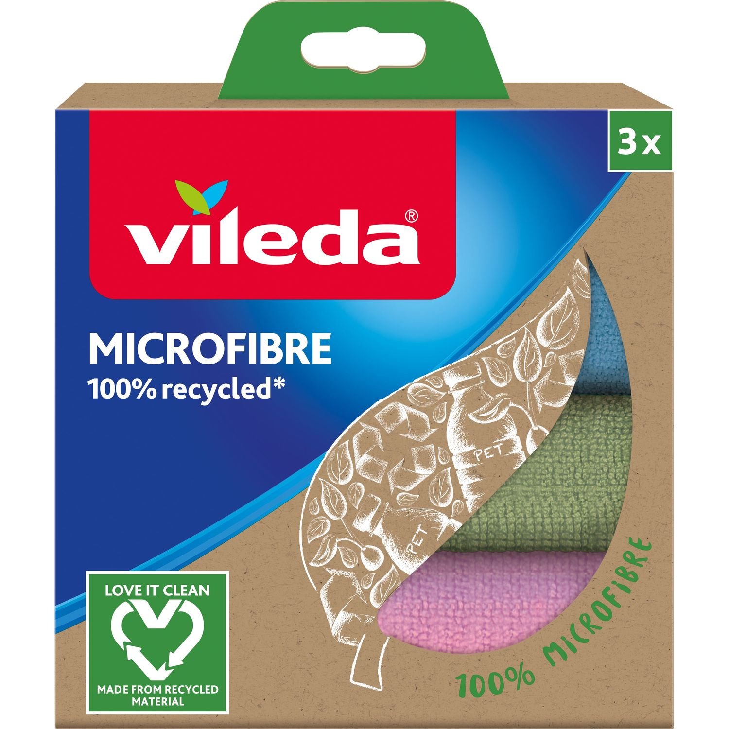 Салфетка из микрофибры Vileda 100% Recycled, 3 шт. - фото 1