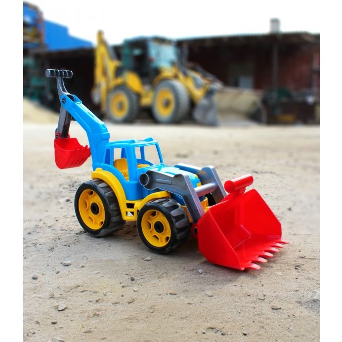 Игрушечная машинка ТехноК Трактор с двумя ковшами голубой (3671) - фото 2
