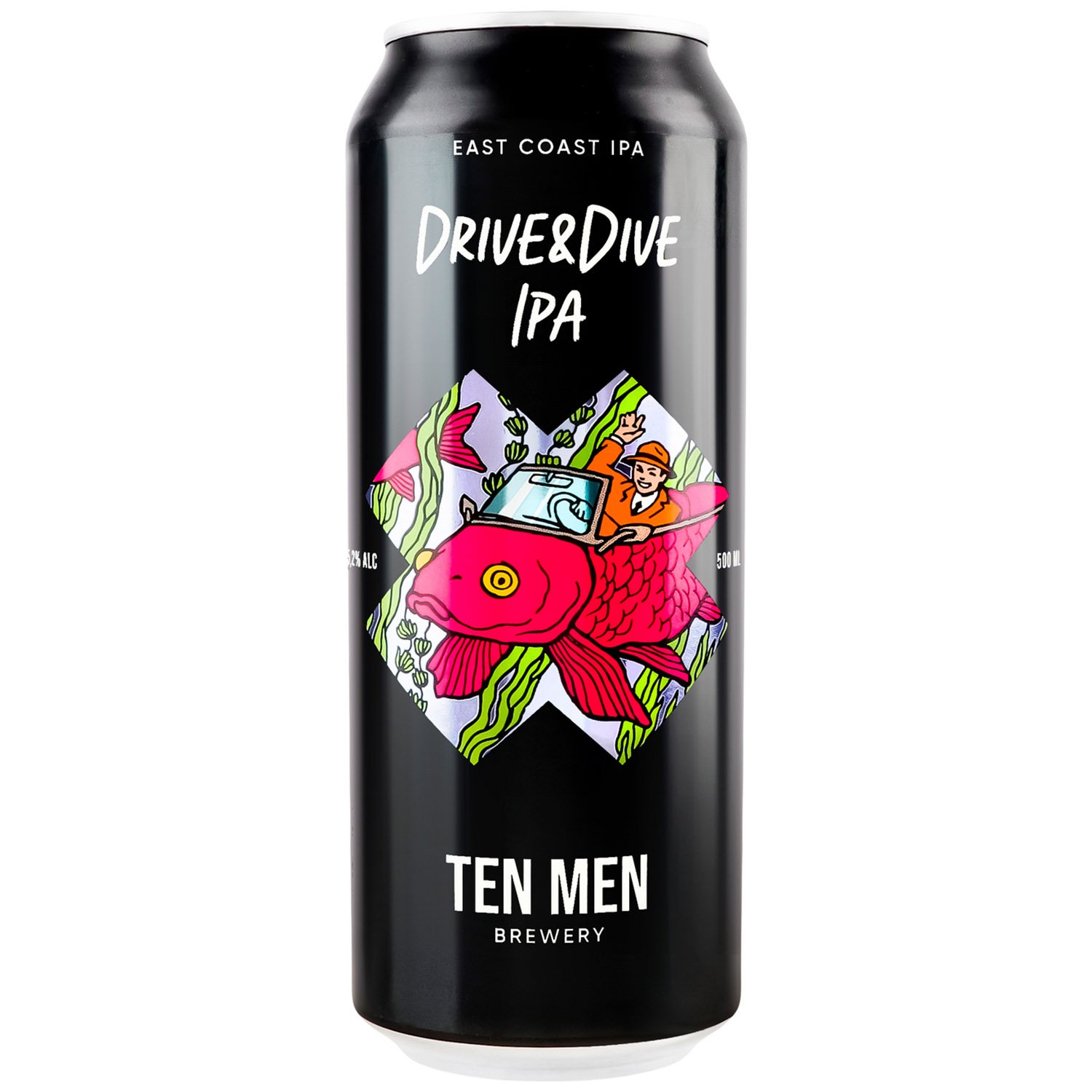Пиво Ten Men Brewery Drive&Dive IPA, светлое, 5,2%, ж/б, 0,5 л - фото 1
