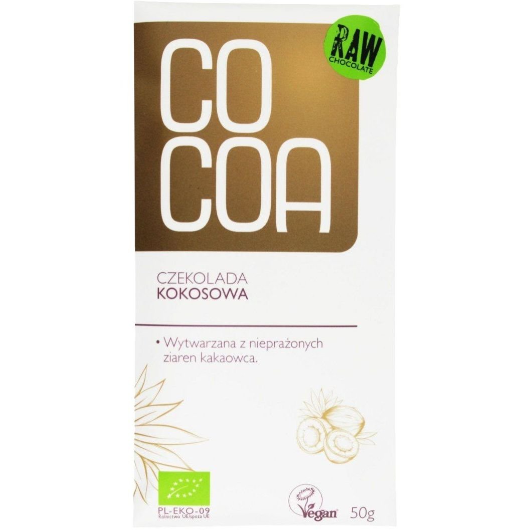 Шоколад сырой Cocoa Raw Кокос органический 45% 50 г - фото 1