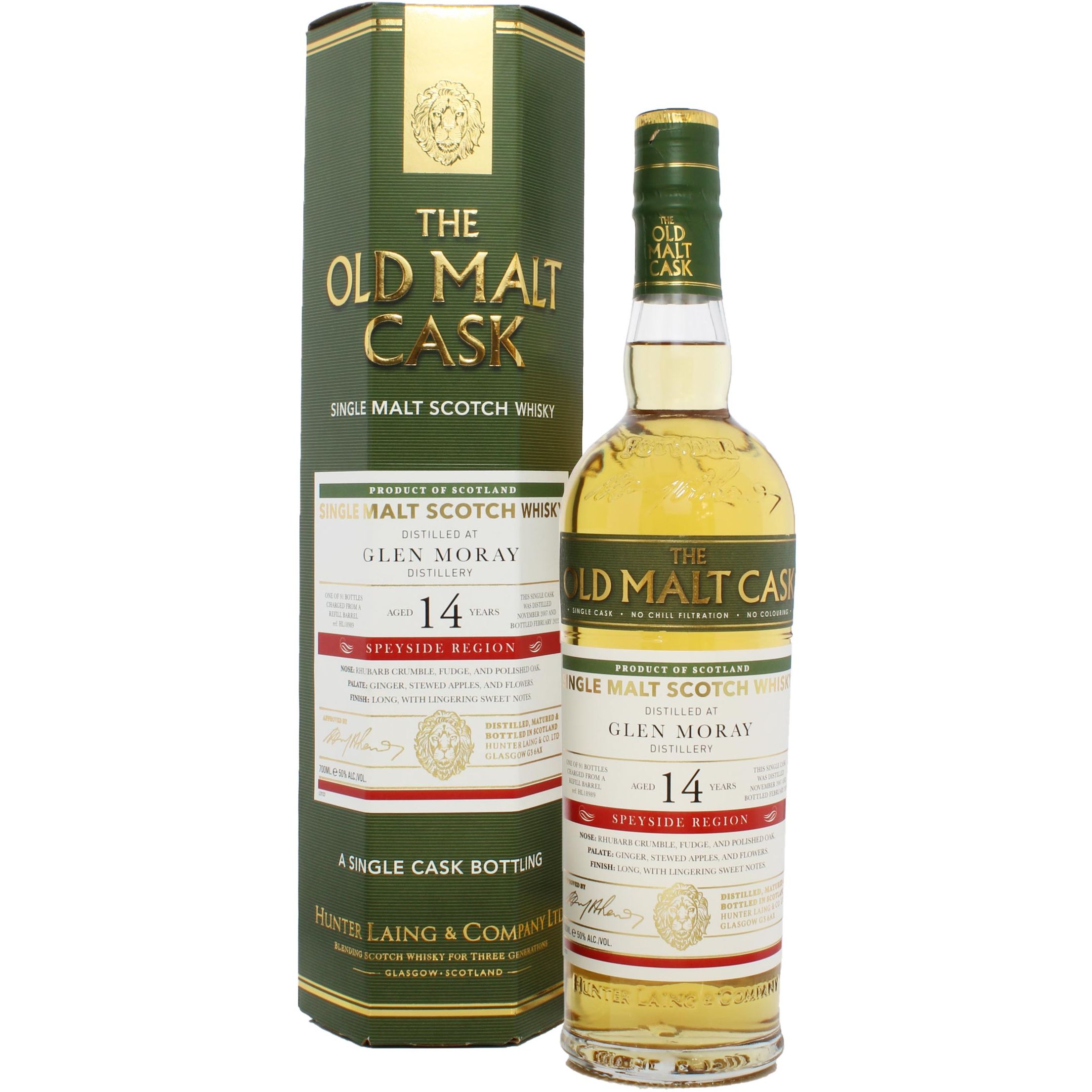 Виски Glen Moray 14 Year Old 2004 - Old Malt Cask 50% 0.7 л в подарочной коробке - фото 1