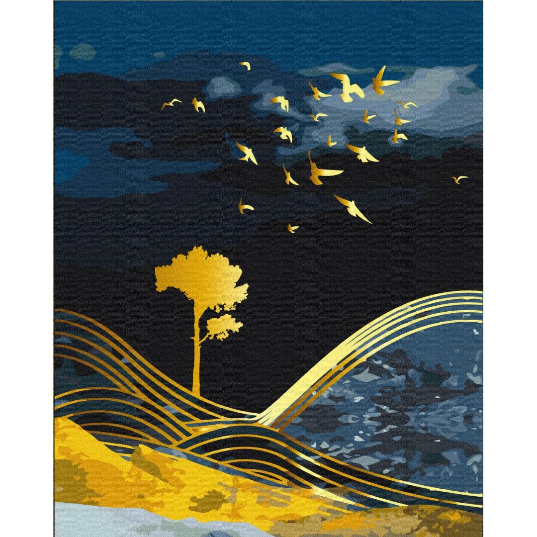 Картина по номерам Природа ночи с золотой краской Brushme 40x50 см разноцветная 000221530 - фото 1