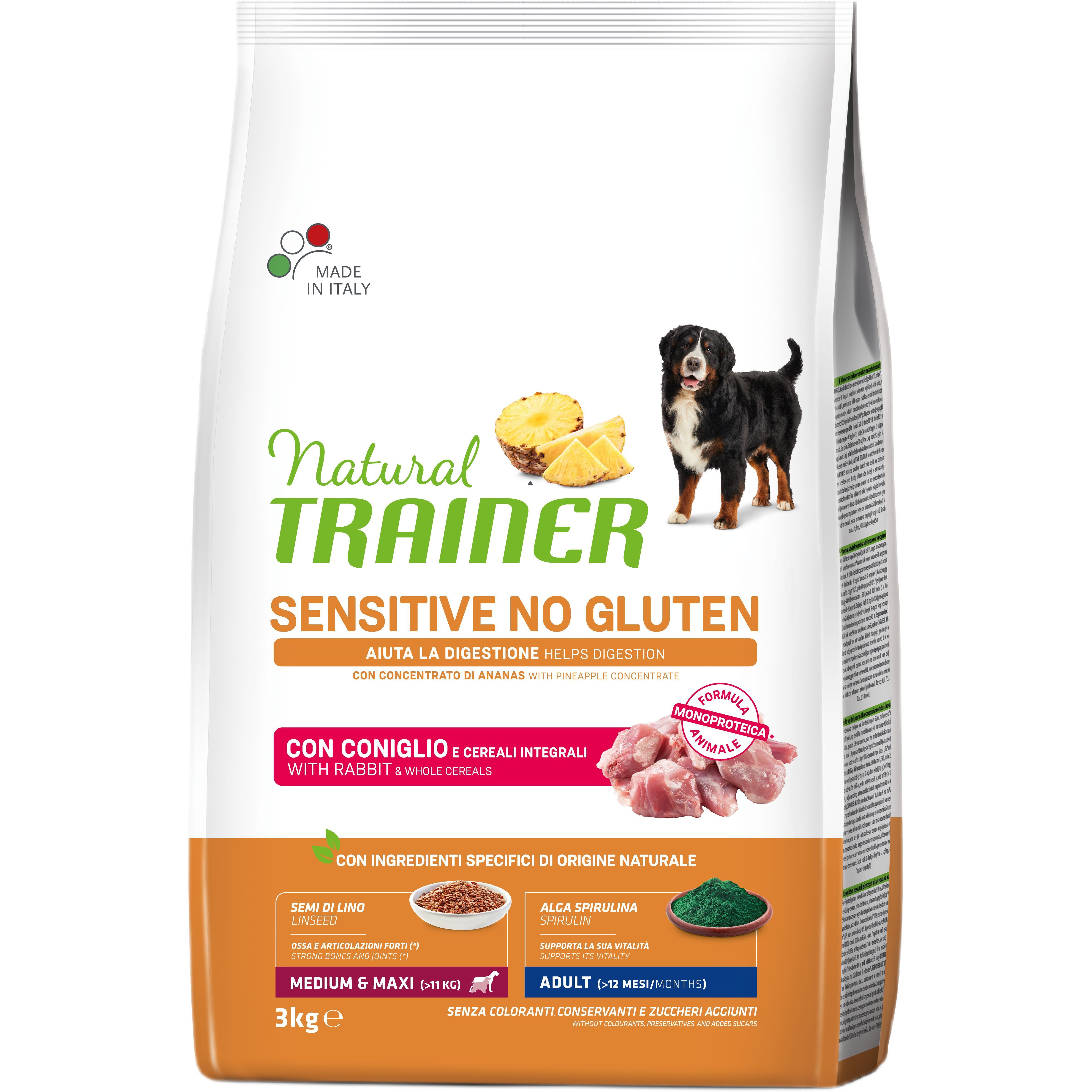 Сухой корм для собак Trainer Natural Dog Sensitive No Gluten Medium & Maxi с крольчатиной 3 кг - фото 1