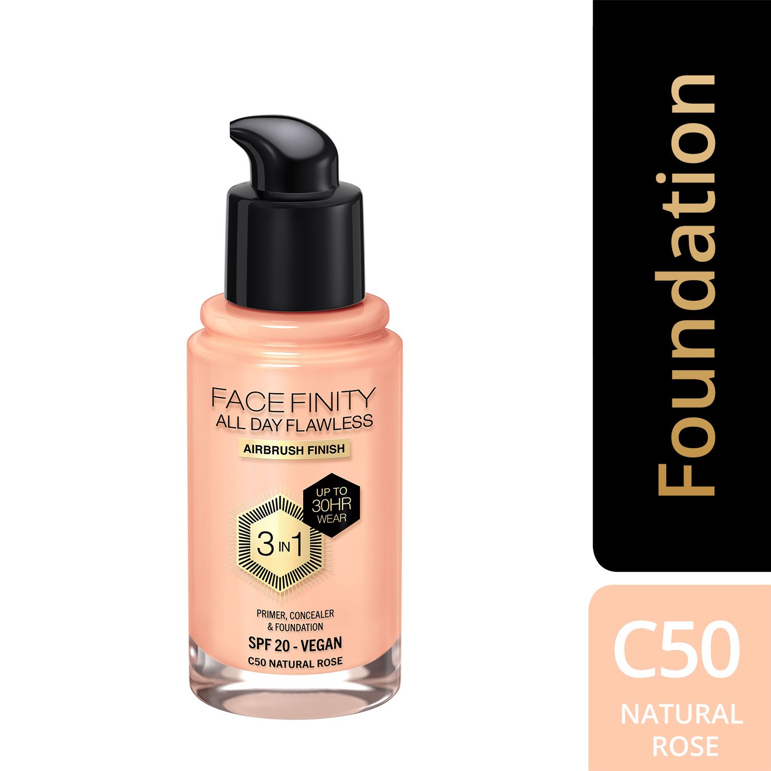 Тональная основа Max Factor Facefinity All Day Flawless 3 in 1 New тон C50 (Natural Rose) 30 мл - фото 3